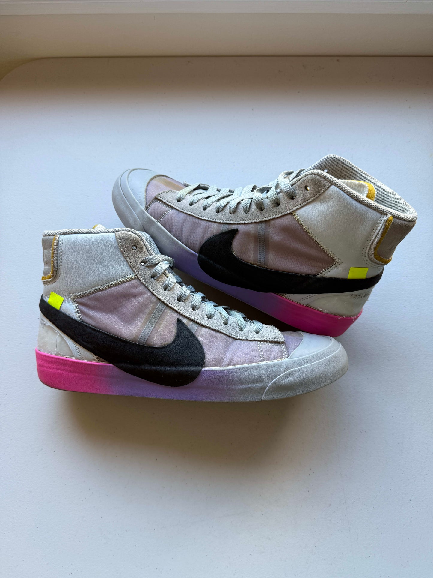 Size 10.5 Preowned Nike Blazer Mid Off-White Wolf Grey Serena Queen