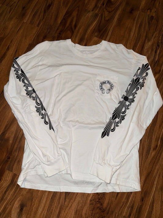 Chrome Hearts Floral Horseshoe L/S T-shirt White