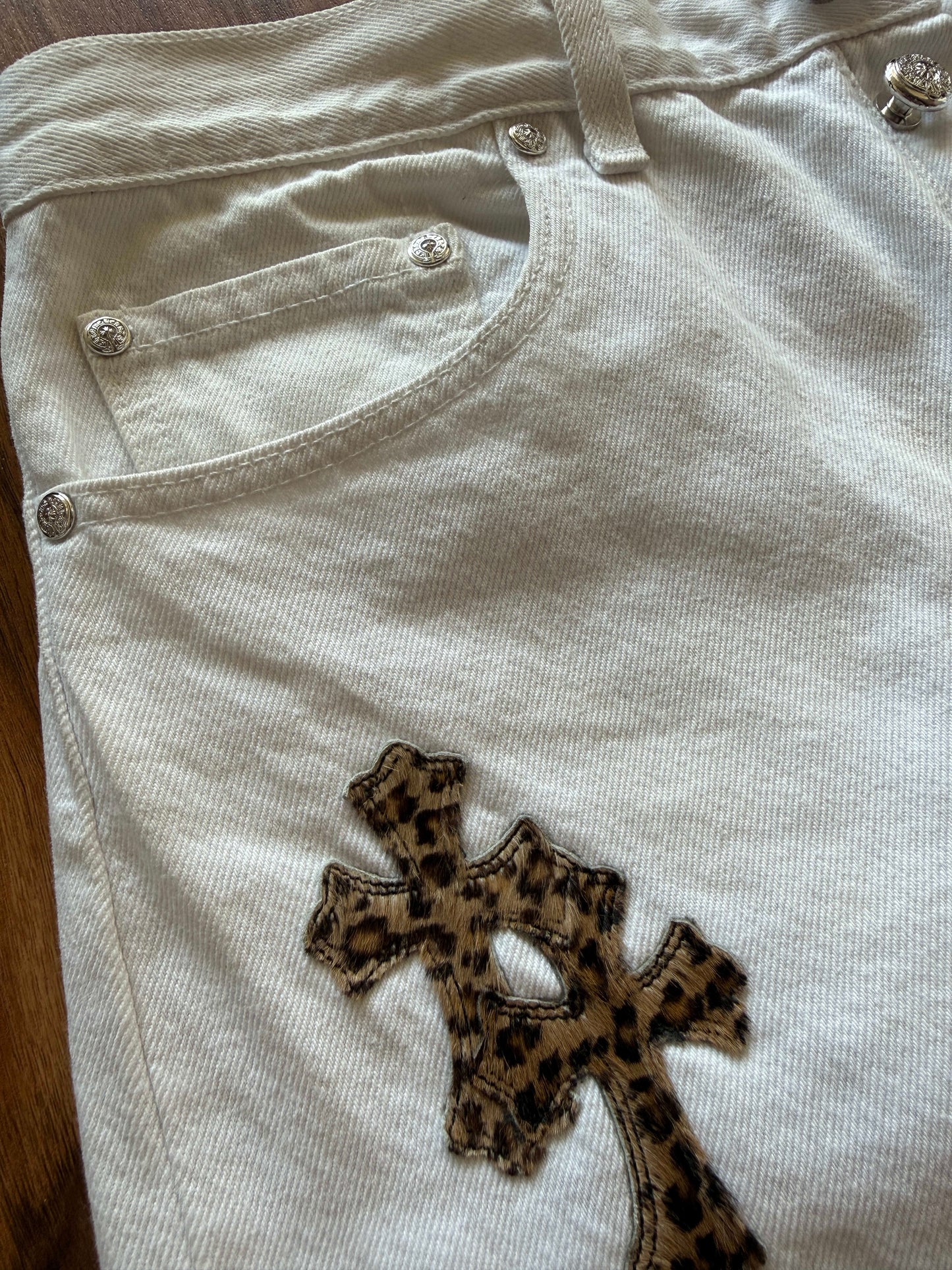 Chrome Hearts Levi's 501 Leopard Cross Denim Jeans 20 Patches