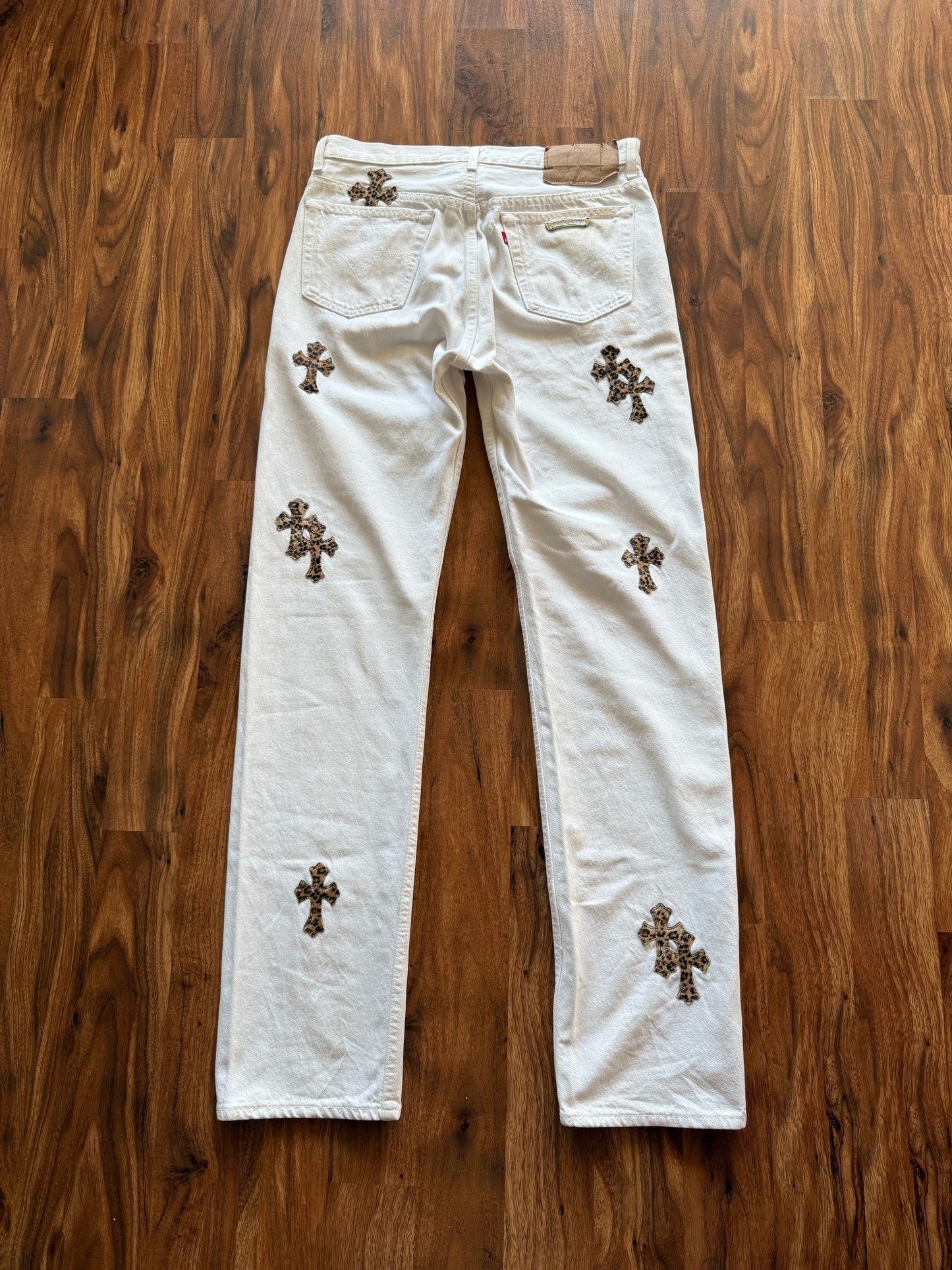 Chrome Hearts Levi's 501 Leopard Cross Denim Jeans 20 Patches