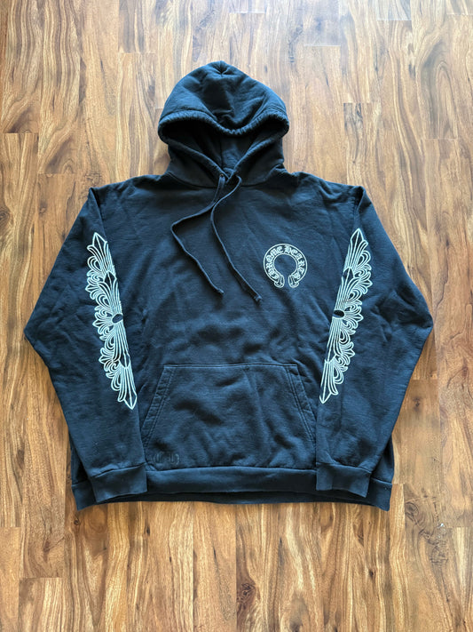 Chrome Hearts Horse Shoe Floral Hoodie Black