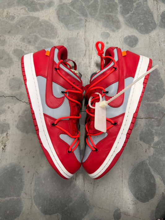 [HY1562] Size 11 Preowned Nike Dunk Low Off-White University Red