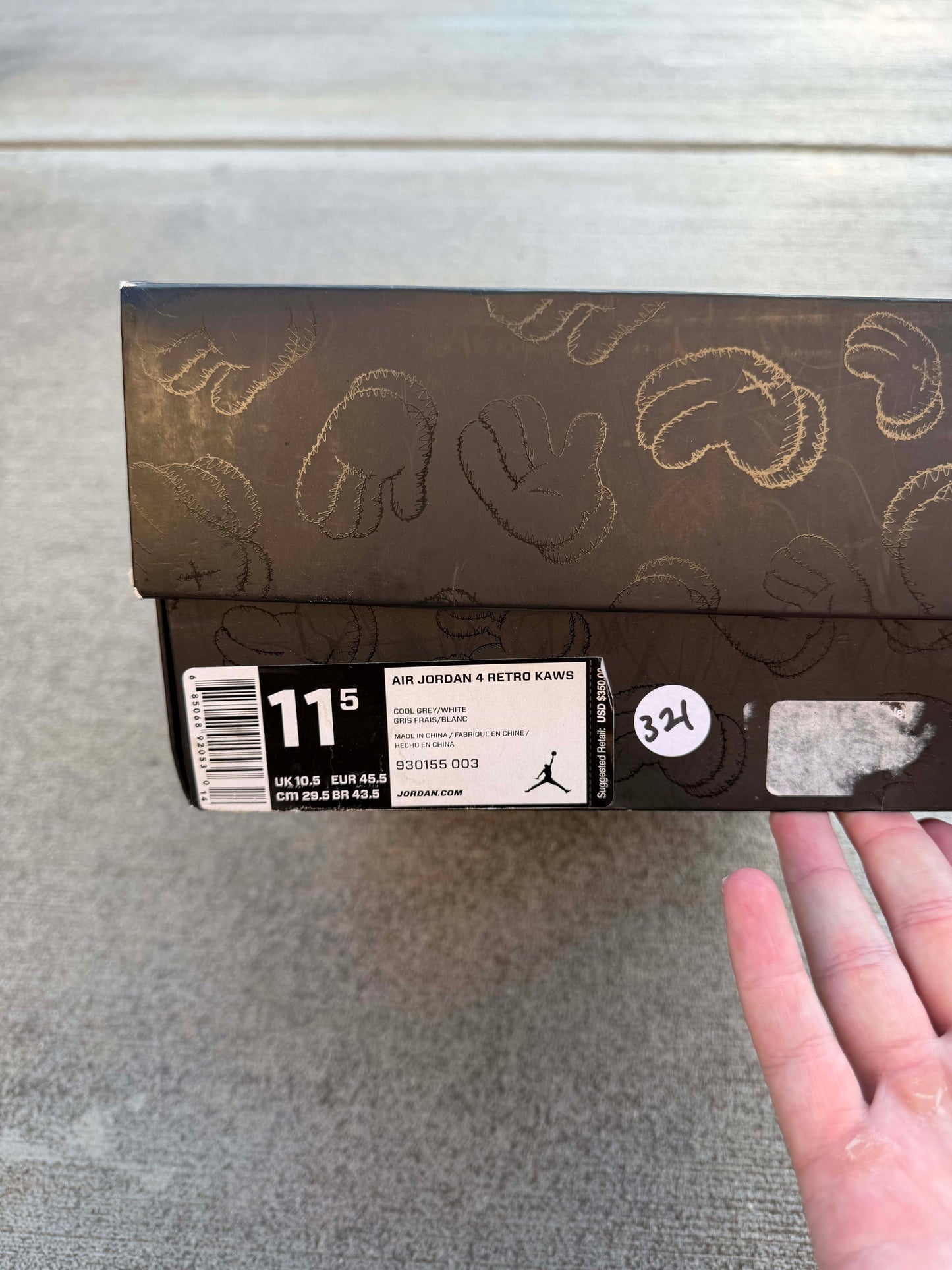 HY3344 Jordan 4 Retro Kaws Cool Grey