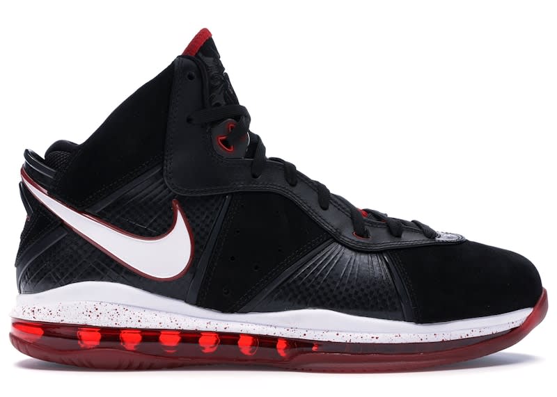 Size 8.5 Preowned Nike LeBron 8 Black/White/Red
