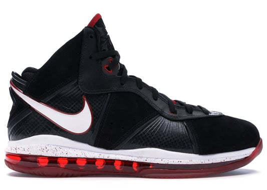 Size 8.5 Preowned Nike LeBron 8 Black/White/Red