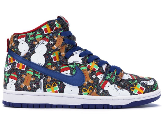 Size 9 Preowned Nike SB Dunk High Concepts Ugly Christmas Sweater (2017)