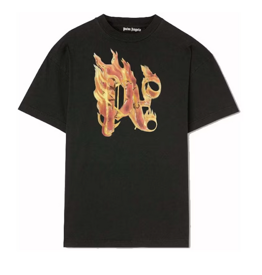 Palm Angels Burning Monogram T-Shirt Black/Gold